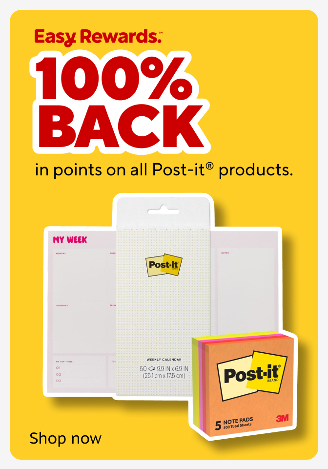 Easy Rewards. 100% back in points on all Post-it® products. Shop now