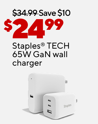 50% off select Samsonite® & American Tourister® luggage. As low as $49.99 select kids luggage. $189 Apple® AirPods Pro® wireless earbuds with USB-C charging case (Gen. 2) $24 Apple® AirTag® tracker $24.99 Staples® TECH 65W GaN wall charger with USB-C cable